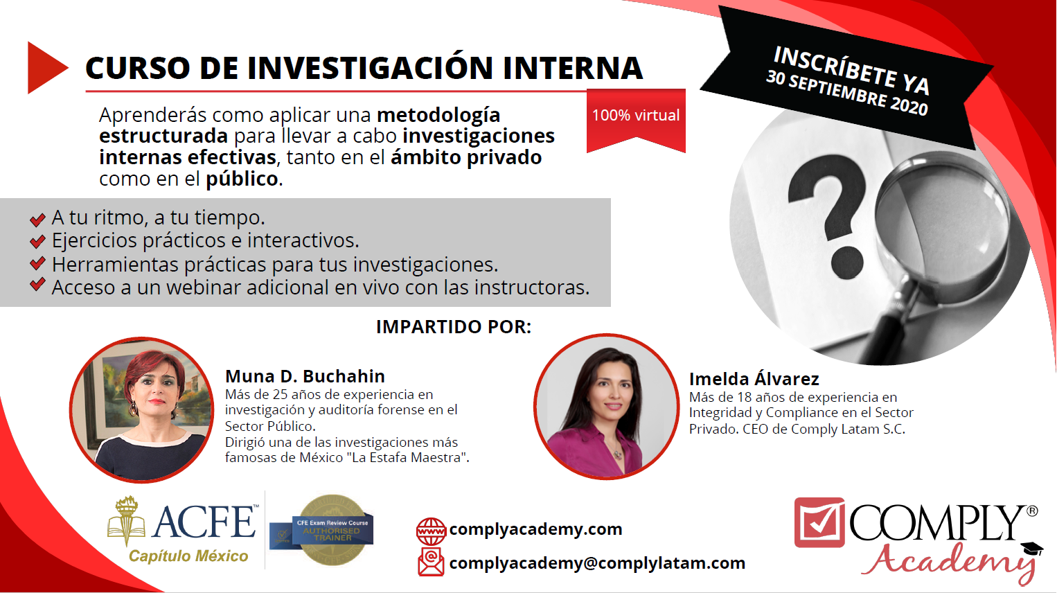 Curso de investigación interna a partir del 30 de septiembre de 2020